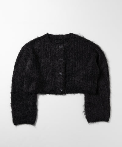 ボリュームワイドスリーブショートシャギーニットカーディガン ／ volume wide sleeve short shaggy knit cardigan
