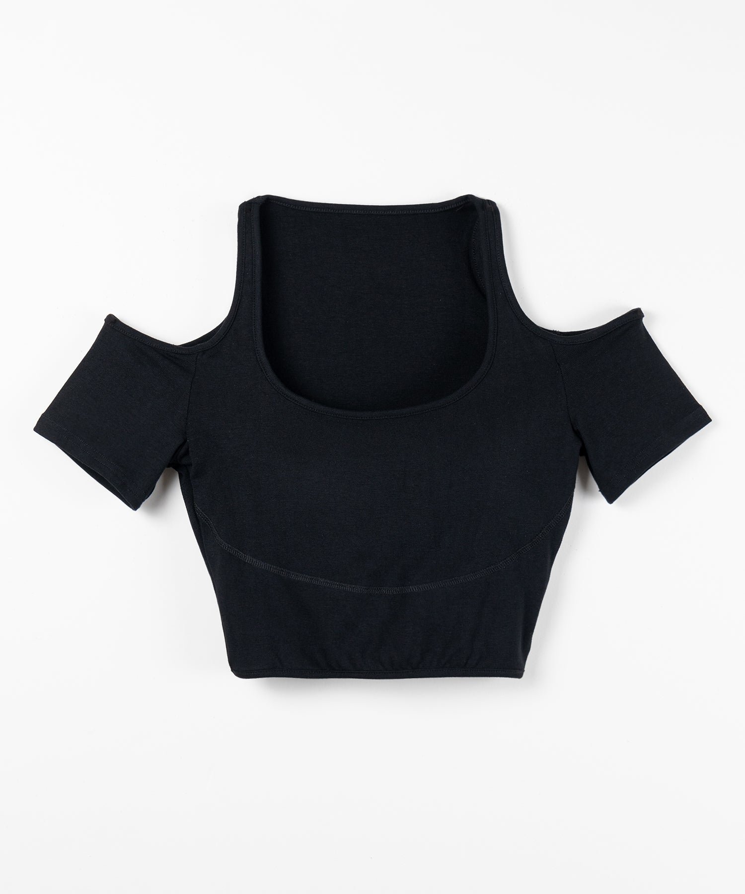 カットアウトオフショルスリムＴシャツ ／ cutout off shoulder slim t-shirts