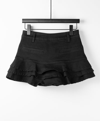 【 インパン裏地付 】レースアップブラックフリルミニスカート ／ laceup black frill mini skirt