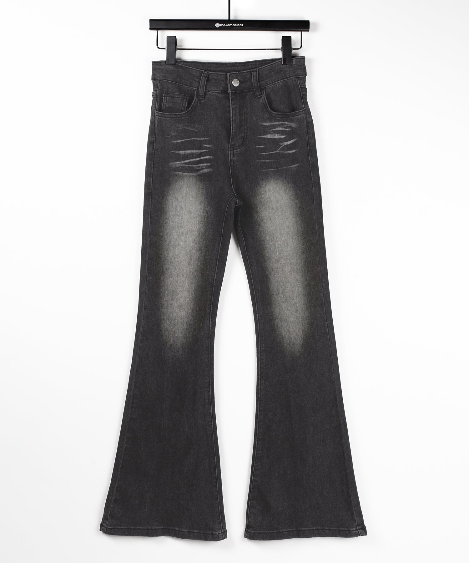 【４size 】バックリボンレースアップ美脚ストレッチフレアデニム ／ back ribbon lace up slim leg stretch flare denim
