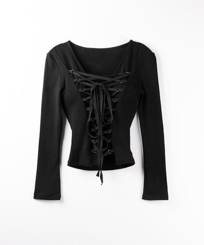 【 ３WAY ／２color 】レースアップコルセットリボンチョーカートップス ／ lace up corset ribbon choker tops