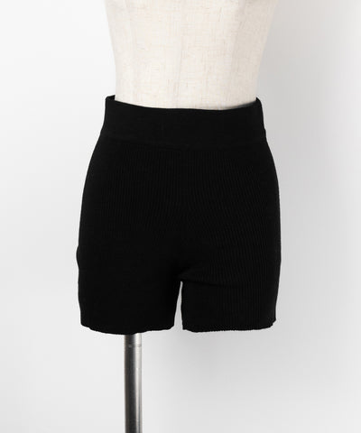 【 セットアップ 】ヘンリーネックスリムリブニットトップス＆ニットショートパンツ SET ／ henley neck slim rib knit tops ＆ knit short pants SET