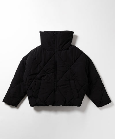 【 ３COLOR ／２WAY 】ボリュームハイネックナイロンパフダウンジャケット