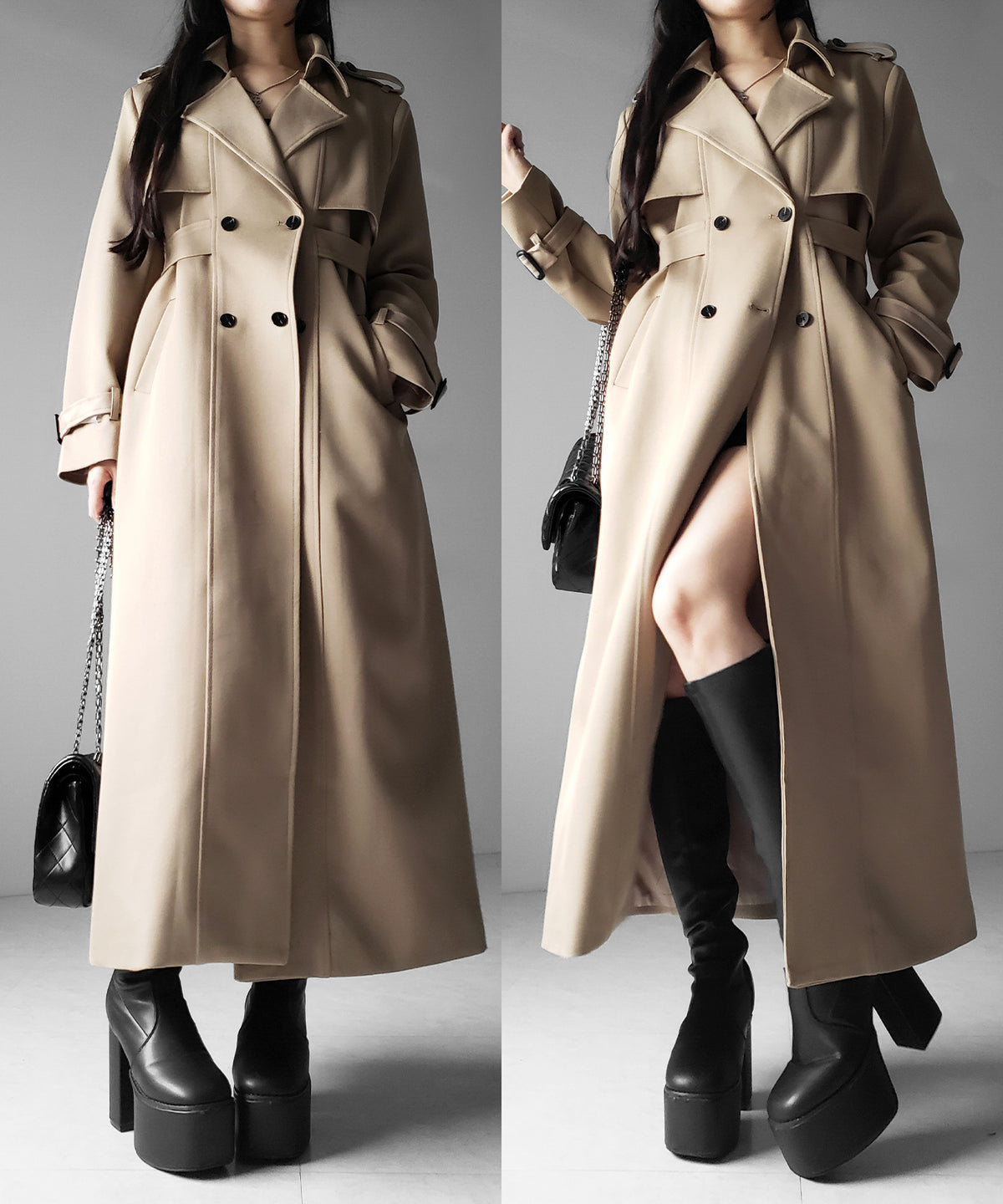 ウエストマークレディロングトレンチコート ／ waistmark lady long trench coat