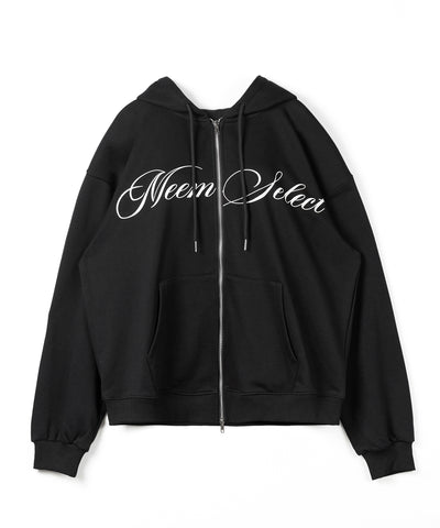 【 セットアップ可能 】レタリングロゴプリントダブルジップビッグパーカー ／ lettering logo print double zip BIG hoodie