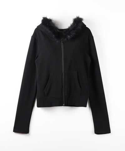 【 ３color 】ファーフードジップアップパーカー ／ fur zipup hoodie
