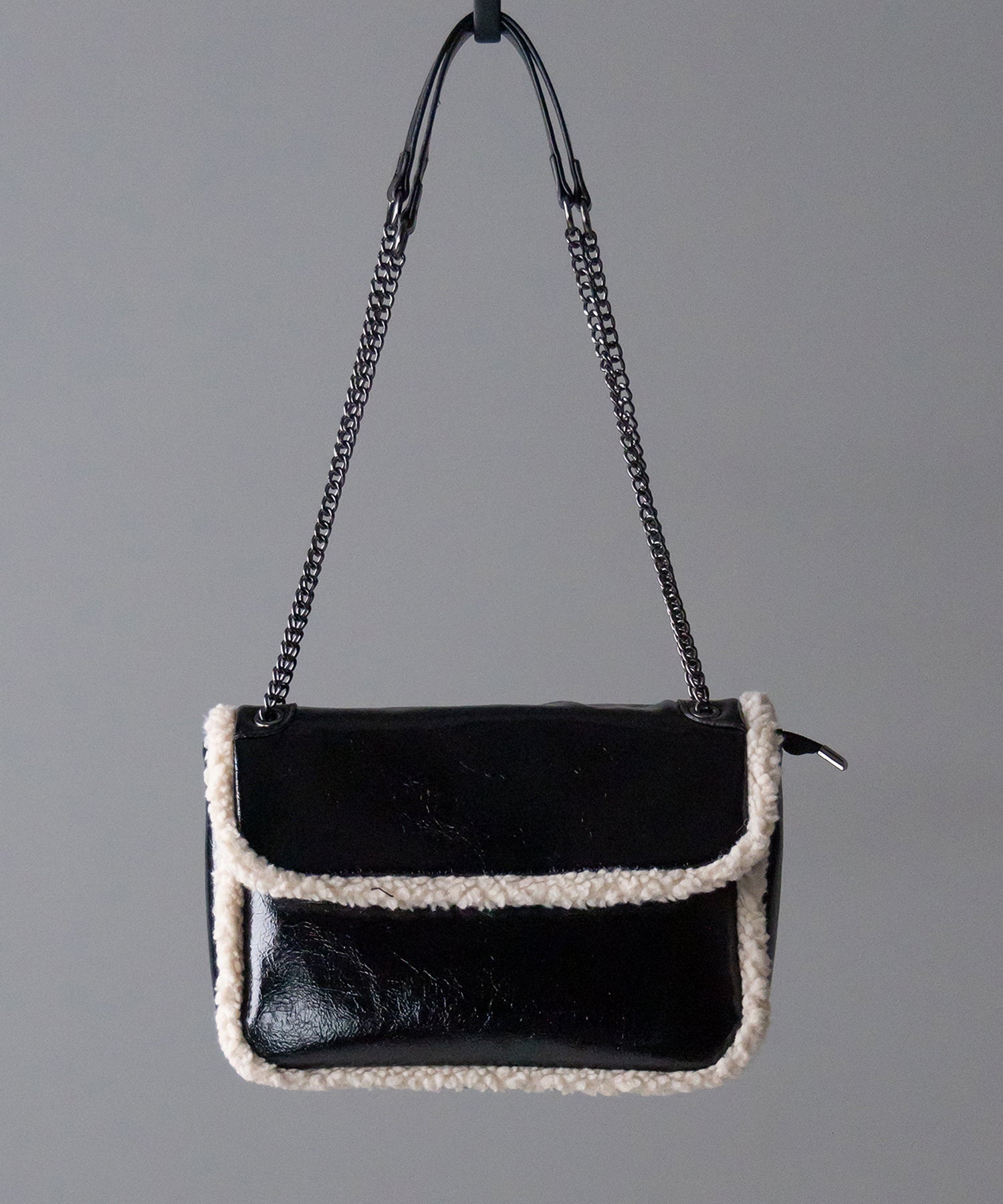 2color 】ボアムートンフェイクレザーチェーンショルダーバッグ  