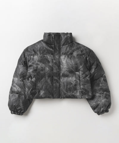 【 セットアップ着用可能 】ヴィンテージライクフェイクレザーショートダウンジャケット ／ vintage like fake leather short down jacket