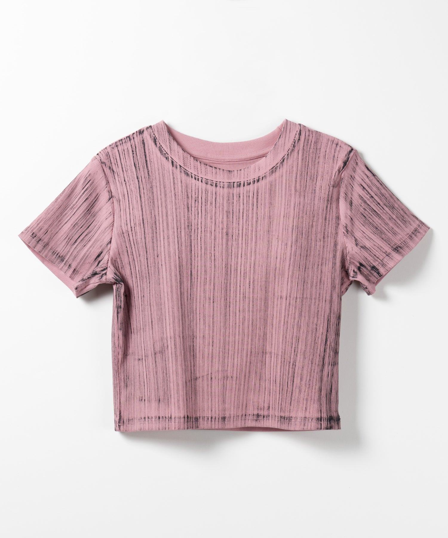 【 ３color 】ヴィンテージプリントクロップドリブＴシャツ ／ vintage print cropped lib Tee