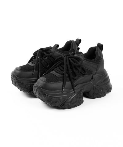 【 +10.5cm盛れ 】レースアップ厚底スニーカー ／ +10.5cm lace-up platform sneakers