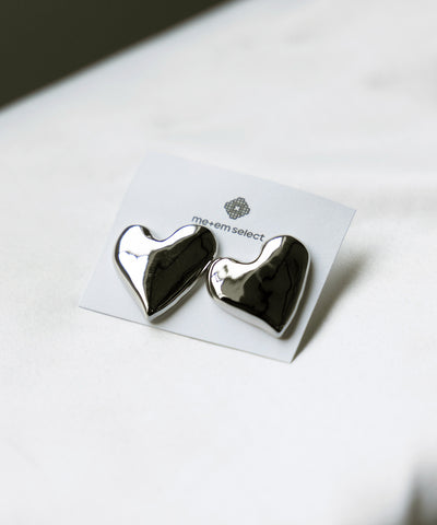 VOLUME SILVER HEART PIERCE ／ ボリュームシルバーハートピアス