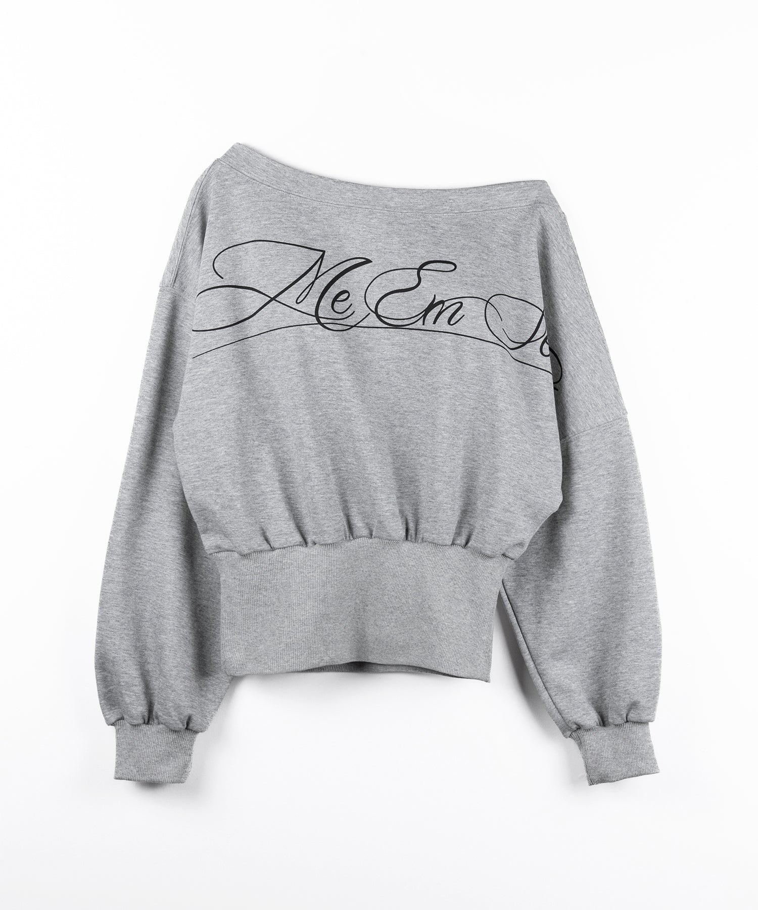 レタリングロゴワンショルショートスウェットライクトップス ／ lettering logo one-shoulder short sweatlike tops