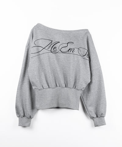 レタリングロゴワンショルショートスウェットライクトップス ／ lettering logo one-shoulder short sweatlike tops