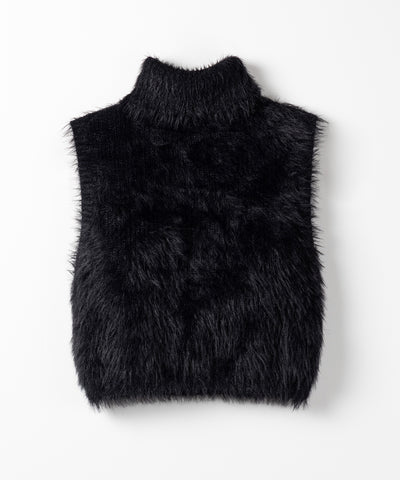 【 ３color 】タートルネックショートシャギーノースリニットトップス ／ turtleneck short shaggy nosleeve knit tops