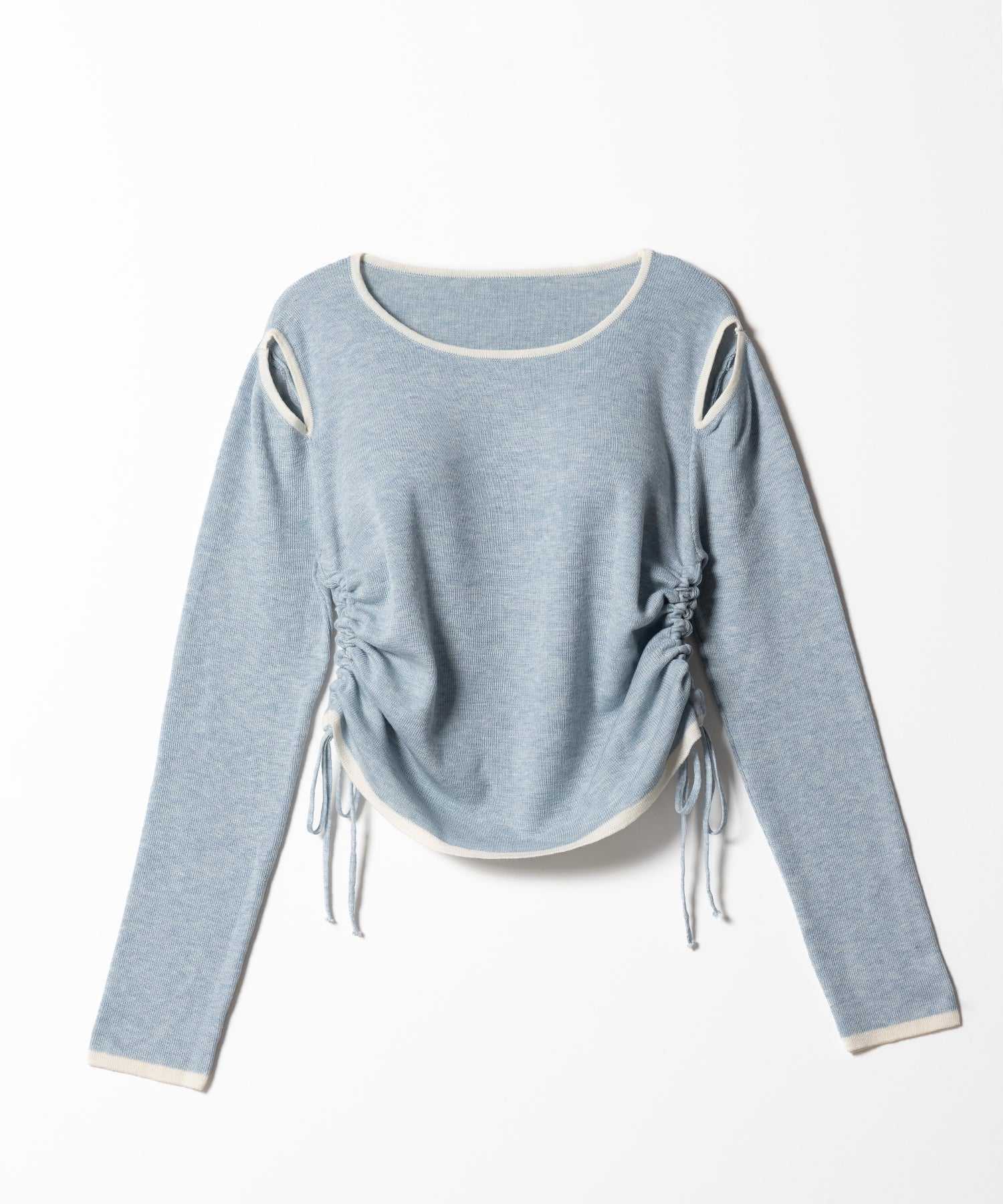 【 ４color 】パイピングカットアウトサイドリボンニットトップス