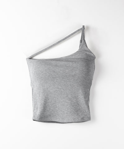 【 ３color ／ カップ付 】ラインストラップワンショルキャミソール ／ line strap one shoulder camisole
