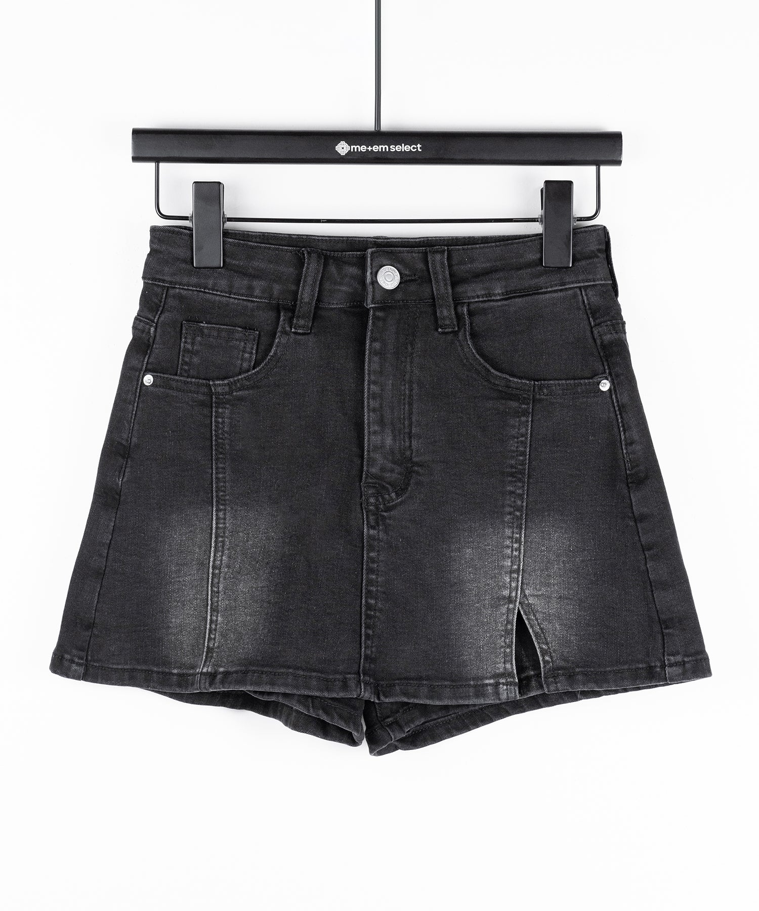 ミニスリットストレッチレイヤードデニムミニスカパン ／ mini slit stretch layered denim mini skirt pants