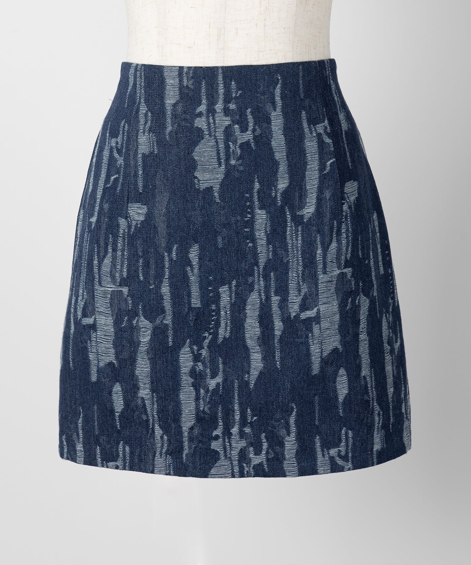 2color 】ジャガードダメージデニムミニスカート ／ Jacquard damage  