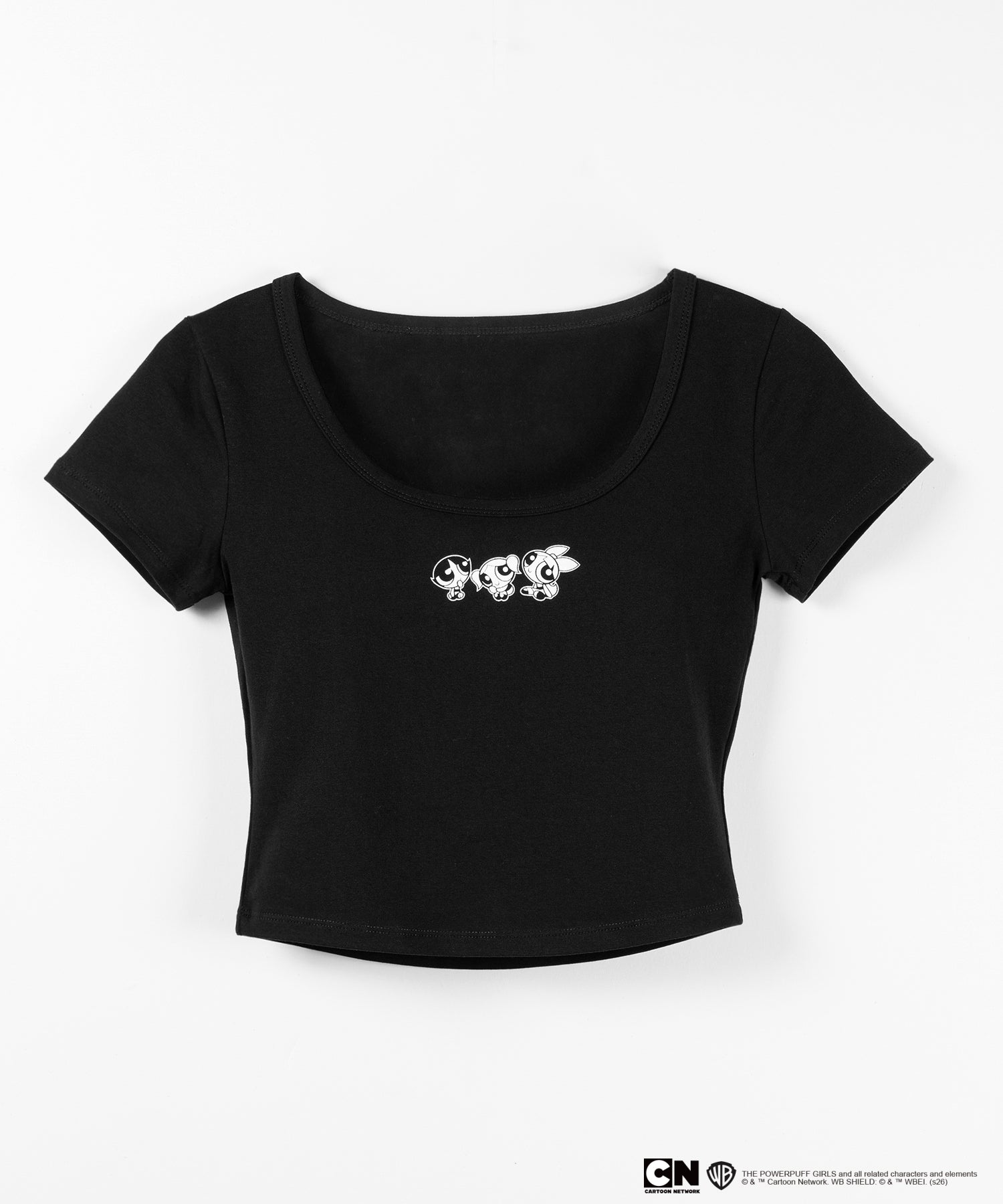 【THE POWERPUFF GIRLS】パワーパフガールズミニプリントスクエアネックショートＴシャツ /mini print square neck short T-shirt【 セットアップ着用可能 】