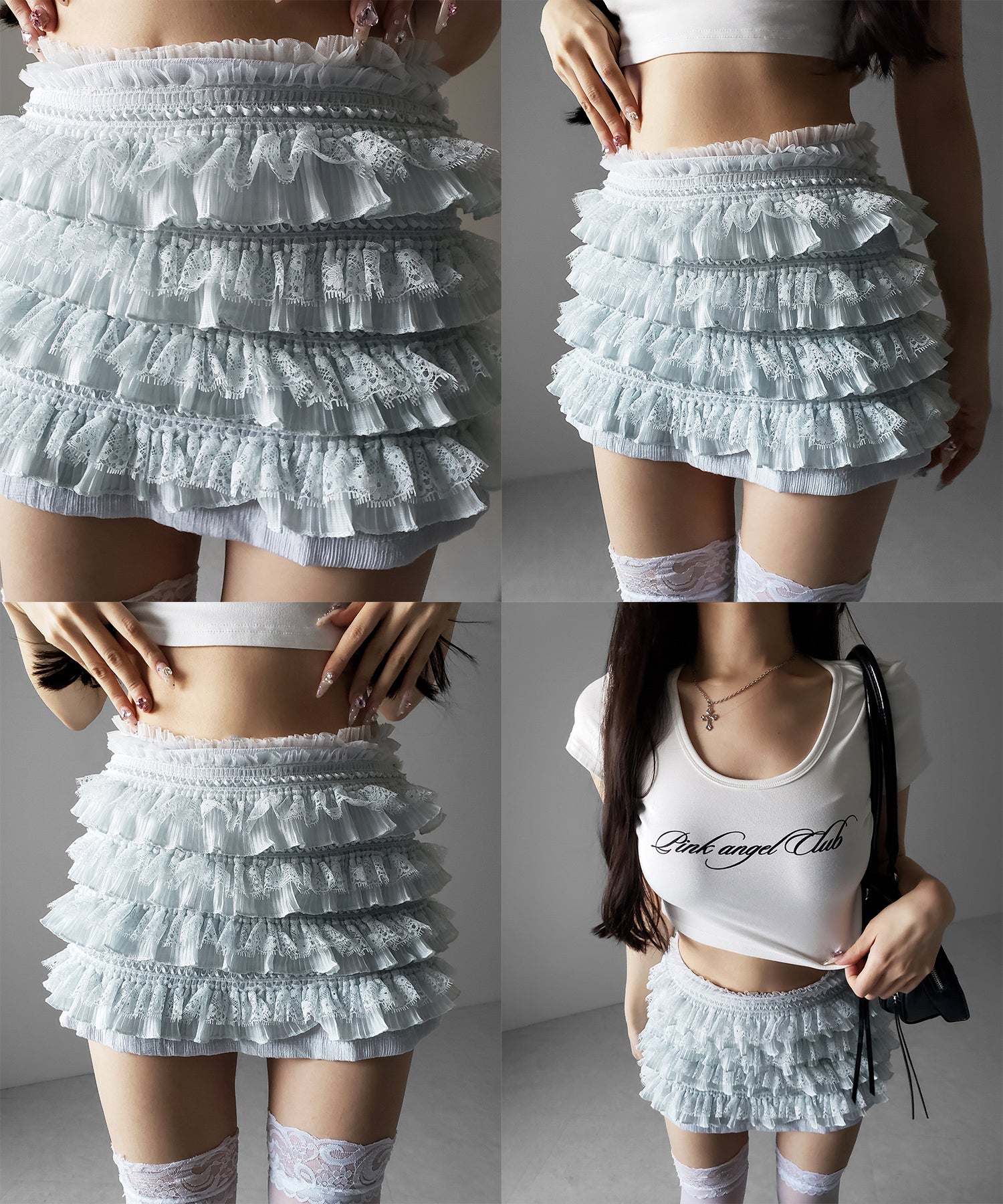 【  インパン裏地付 】フリルレースミニスカート ／ frill lace mini skirt