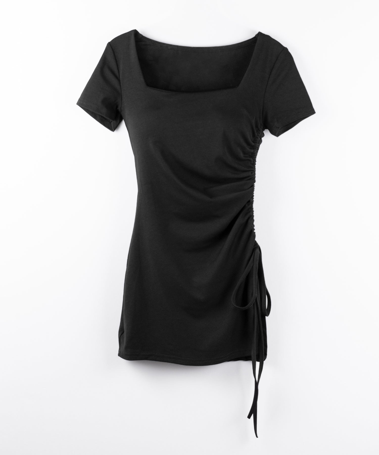 【 ２点セット 】スクエアネックサイドシャーリングミニワンピース＆インナーショートパンツ ワンホンセットアップ ／ square neck side shirring mini onepiece & inner short pants wanghong SETUP