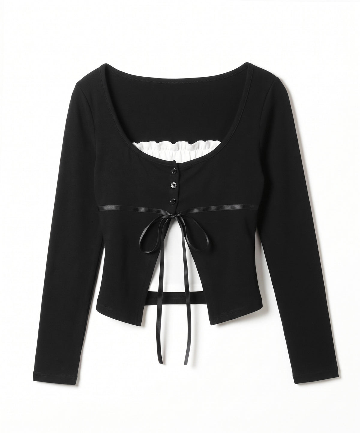 フリルレイヤードリボンカーディガントップス ／ frill layered ribbon cardigan tops