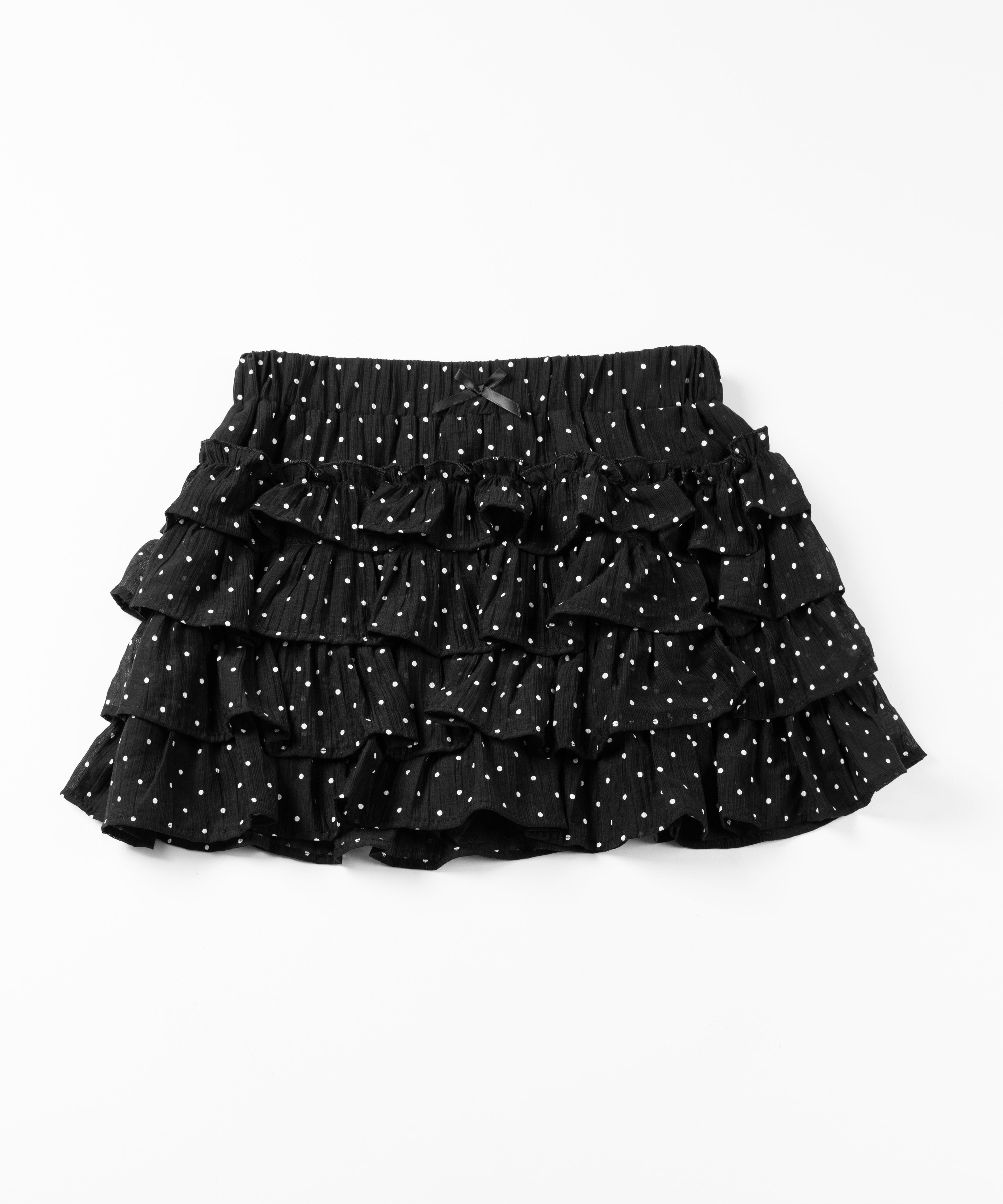 【 インパン裏地付 】ドットリボンフリルミニスカート ／ dot ribbon frill mini skirt