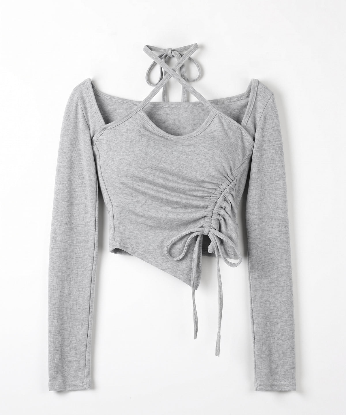 クロスリボンスクエアネック長袖Ｔシャツ ／ cross ribbon square neck long sleeve T-shirts
