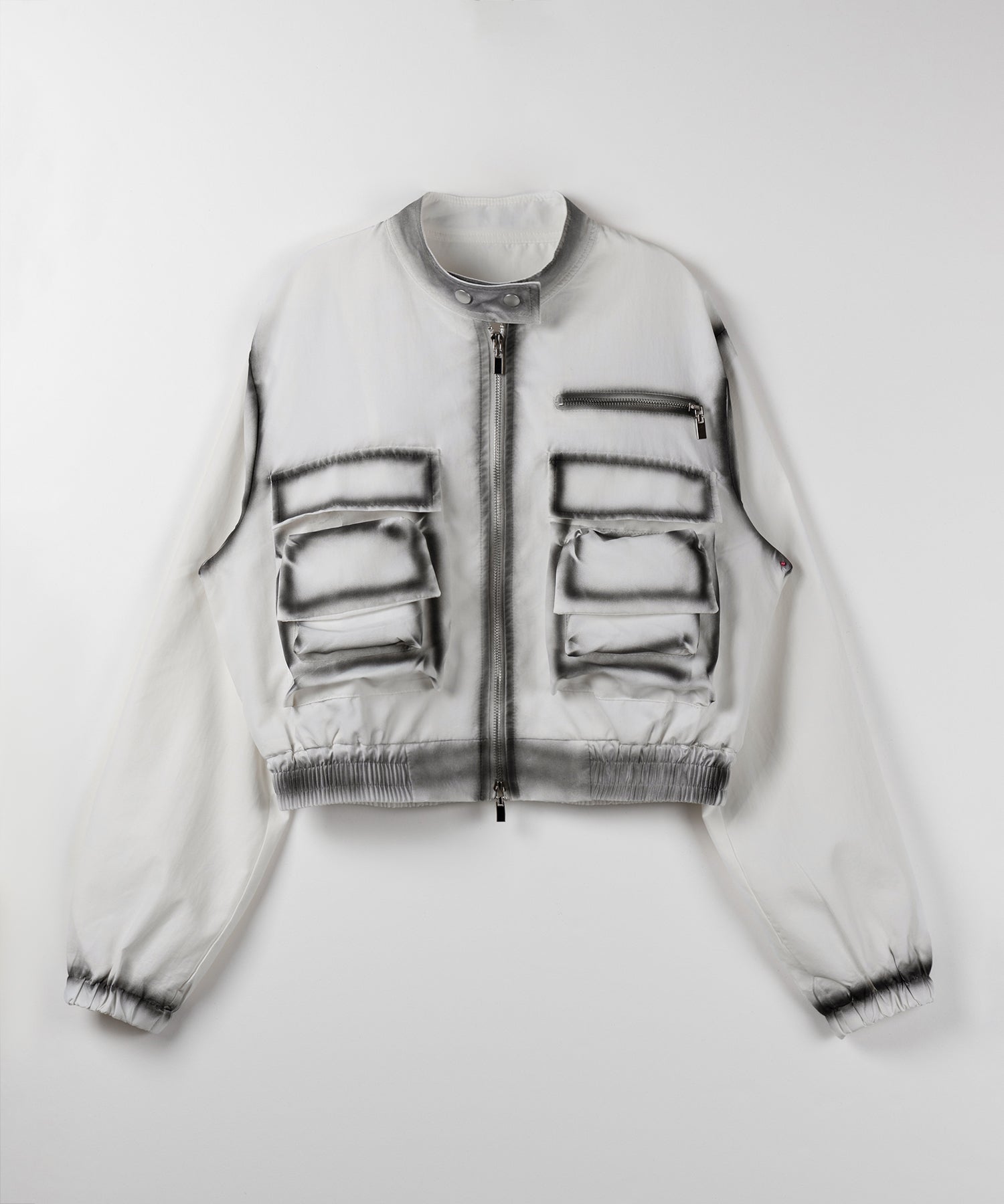 【 ２color 】スプレー加工ダブルジップアウトポケットショートブルゾン ／ spray double zip out pocket short blouson
