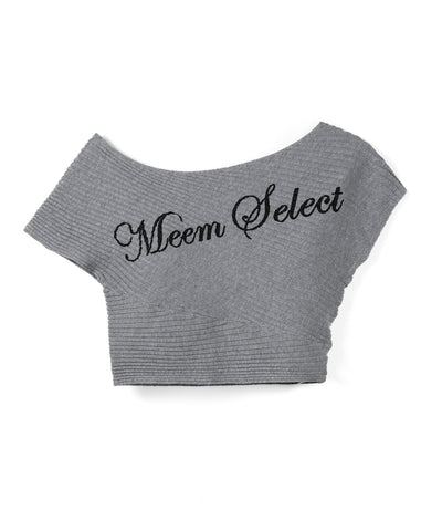 レタリングロゴワンショルリブニット ／ lettering logo oneshoulder lib knit