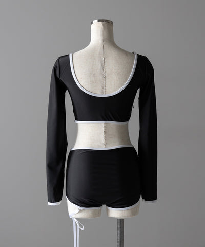 【 レディース水着／２点セット 】フロントリボンモノトーンハイウエストビキニ ／ front ribbon monotone high waist bikini