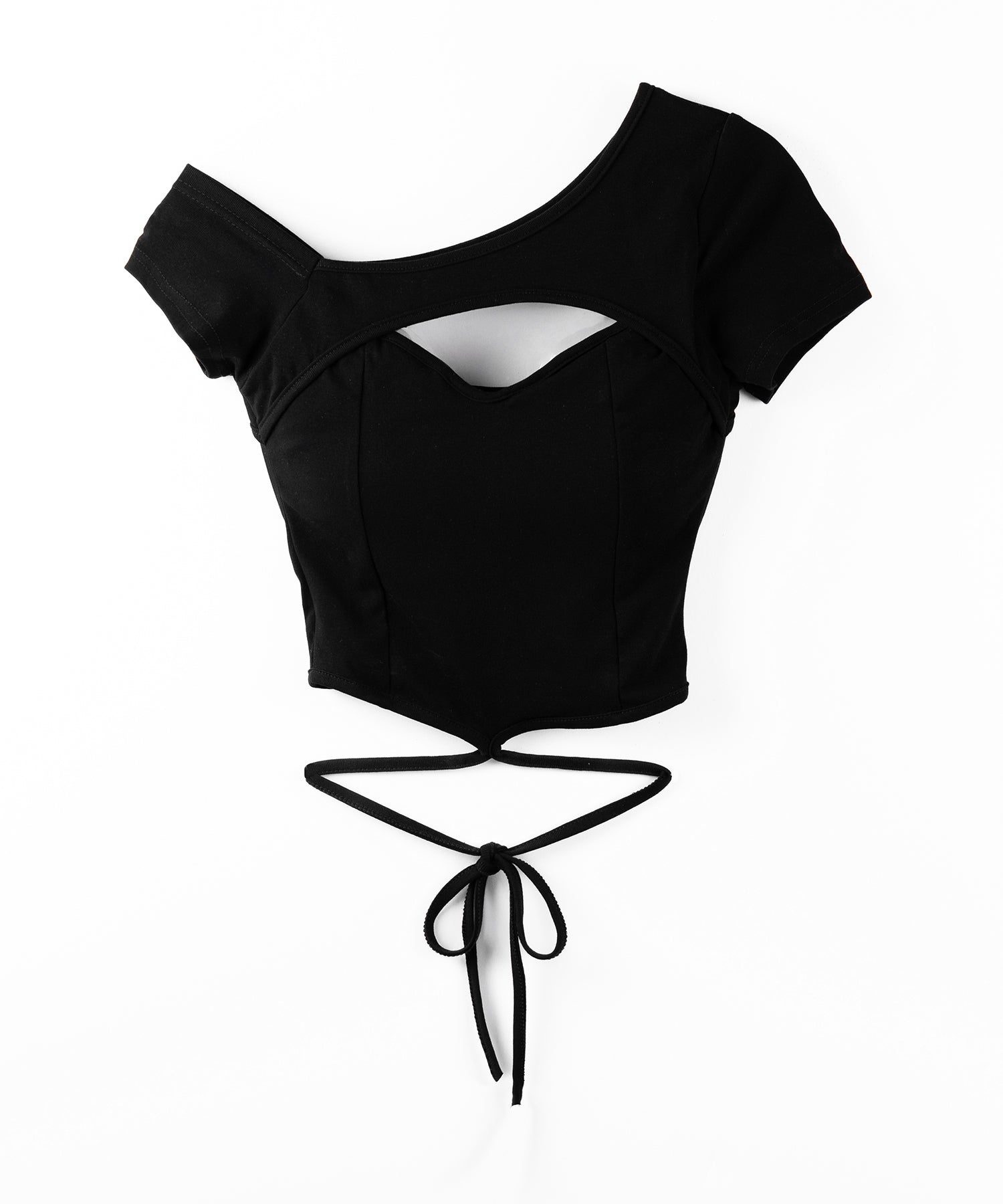 【 ２color 】胸開きカットアウトクロスストラップワンショルダーTシャツ ／ open chest cutout cross strap one shoulder T-shirts