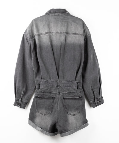 ヴィンテージデニムハイウエストミニオールインワン ／ vintage denim high waist mini allinone