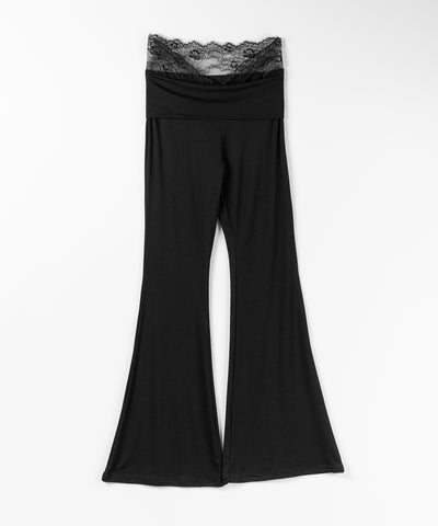 ウエストレーススリムドレープカットソーフレアパンツ ／ waist lace slim drape cutsew flare pants