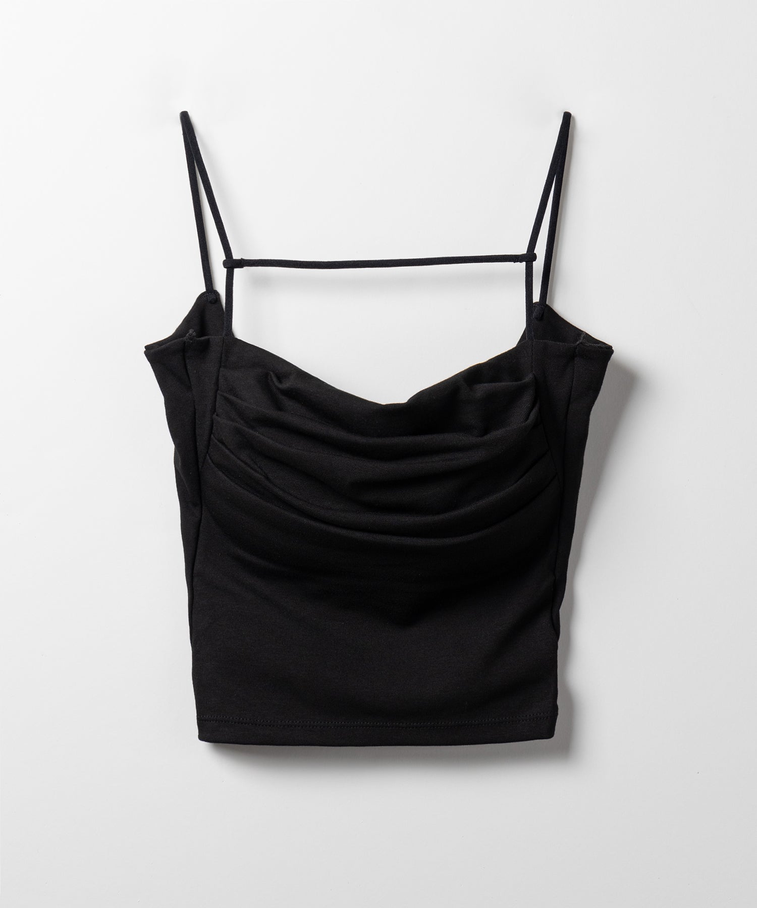 【 カップ付き／２WAY 】ラインストラップタックショートキャミソール ／ line strap tuck short camisole