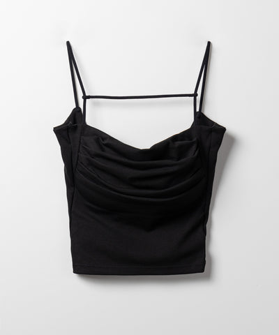 【 カップ付き／２WAY 】ラインストラップタックショートキャミソール ／ line strap tuck short camisole