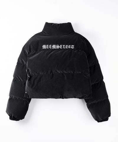 【 限定先行販売 】grunge logo embroidery short puff down jacket