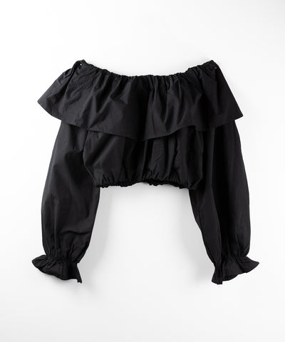 【 ２color 】オフショルダーフリルショートブラウス ／off shoulder frill short blouse