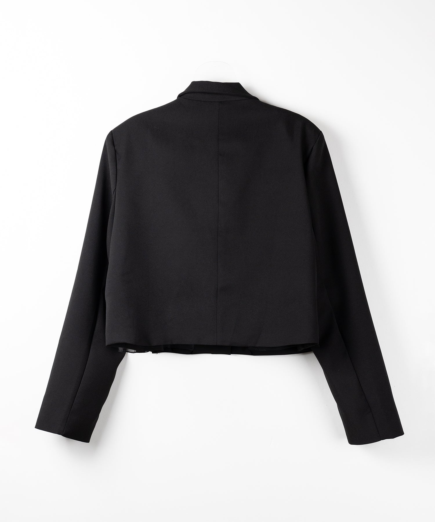 デニムフリルドッキングショートテーラードジャケット ／denim frill docking short tailored jacket
