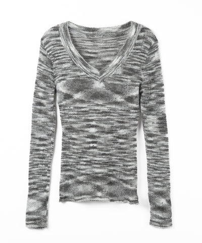【 ワンショル可能な２WAY 】Ｖネックメランジスリムシアーニット ／ V-neck melange slim sheer knit