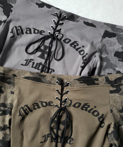 ヴィンテージカモフラロゴオフショルロンT ／vintage camouflage logo off-shoulder long-sleeve T-shirt