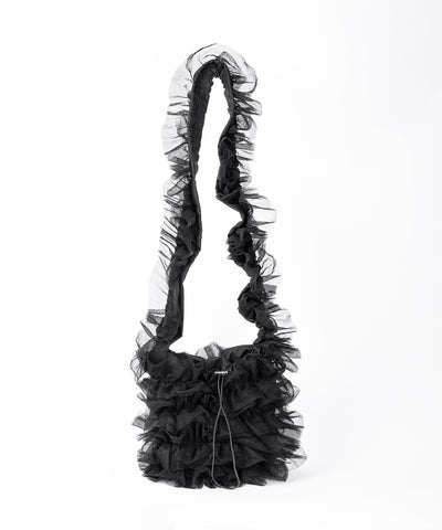 チュールフリル巾着ミニショルダーバッグ／ tulle frill drawstring mini shoulder bag