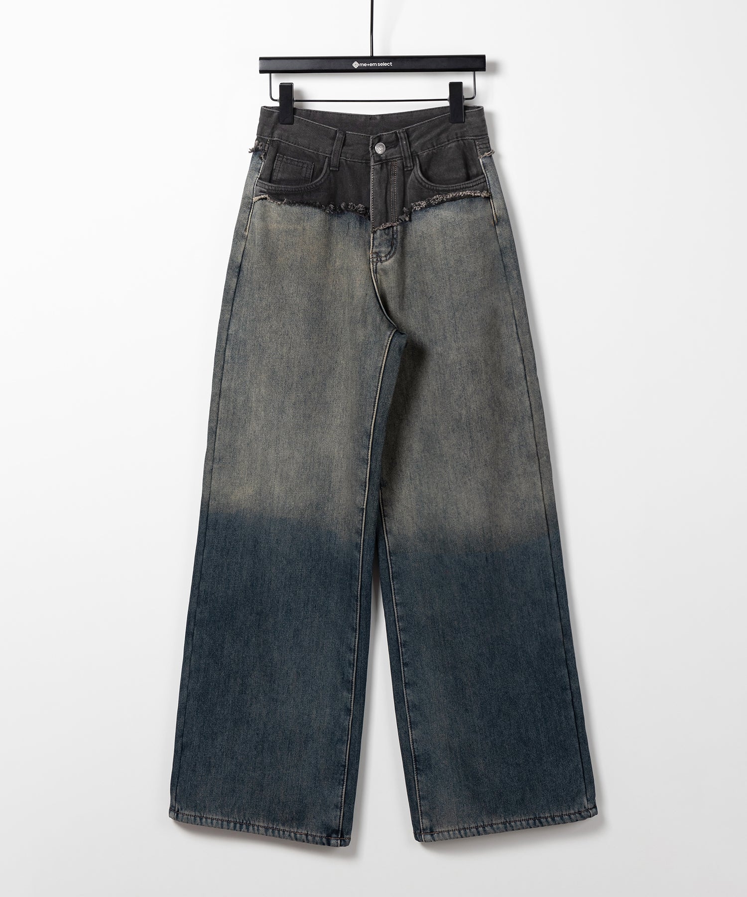 【 ４size ／ ２color 】ダメージドッキンググラデーションヴィンテージルーズデニム