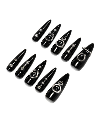 ボディピアスデザインロングネイルチップ ／ body pierce design long nail tips