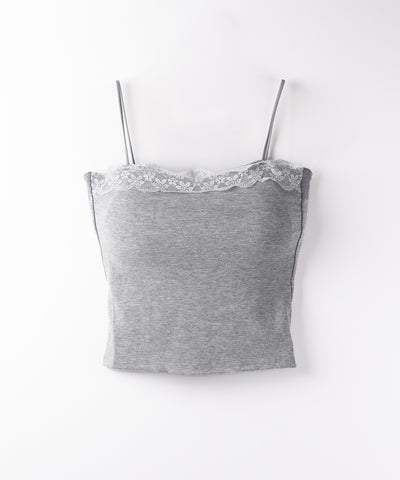 【 ３color 】レース切替スクエアクロップドキャミソール ／ Lace switched square cropped camisole