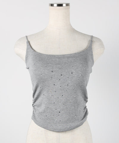 ラインストーンスクエアネックスリムキャミソール ／ Rhinestone square neck slim camisole