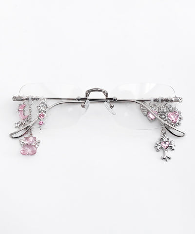 カスタムチャームリムレスメガネ ／custom charm rimless glasses