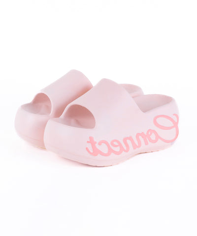 レタリングロゴ厚底スライドサンダル ／ lettering logo platform slide sandals