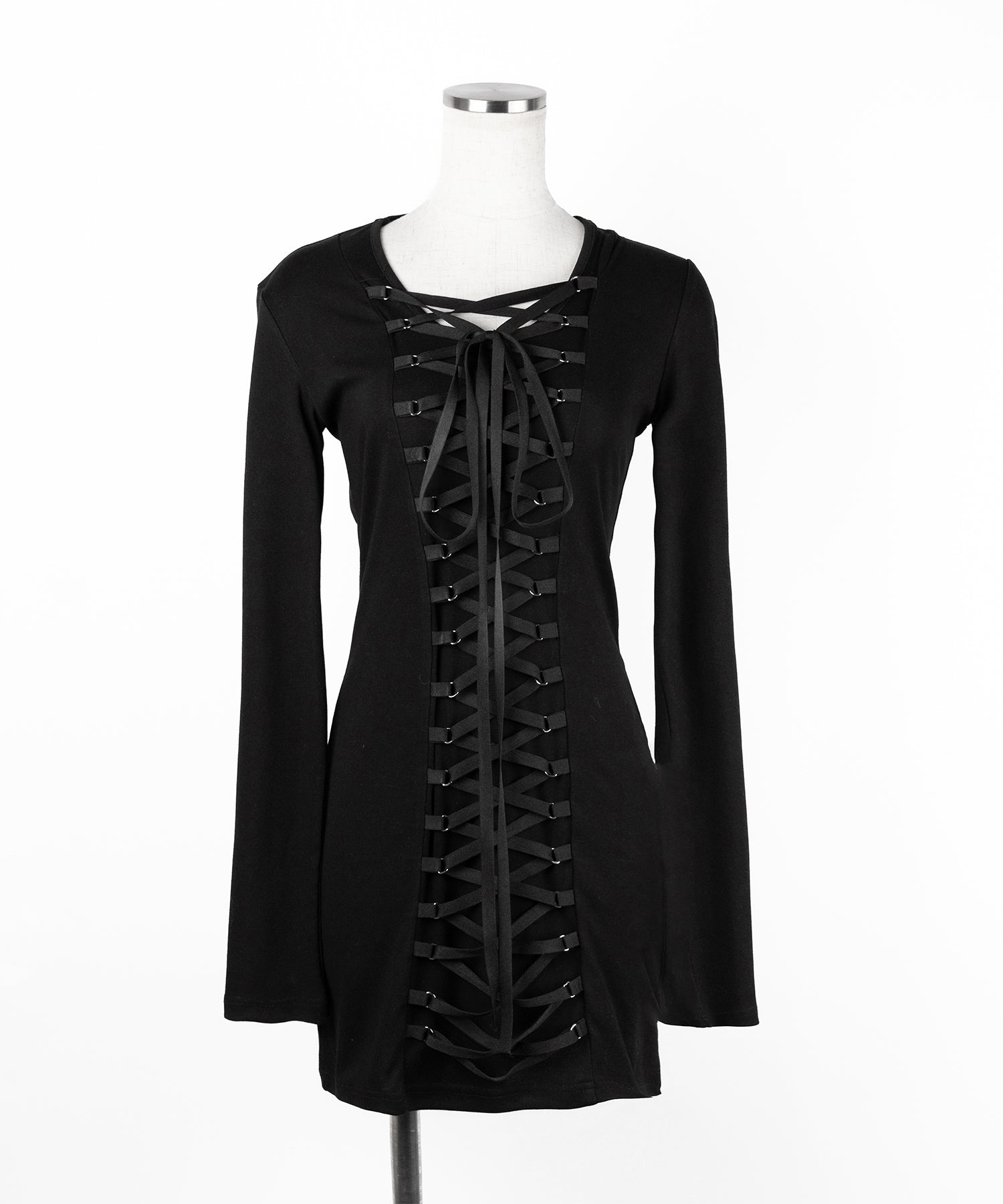 【 ２WAY 】レースアップコルセットリボンチョーカーミニワンピース ／ lace up corset ribbon choker mini onepiece