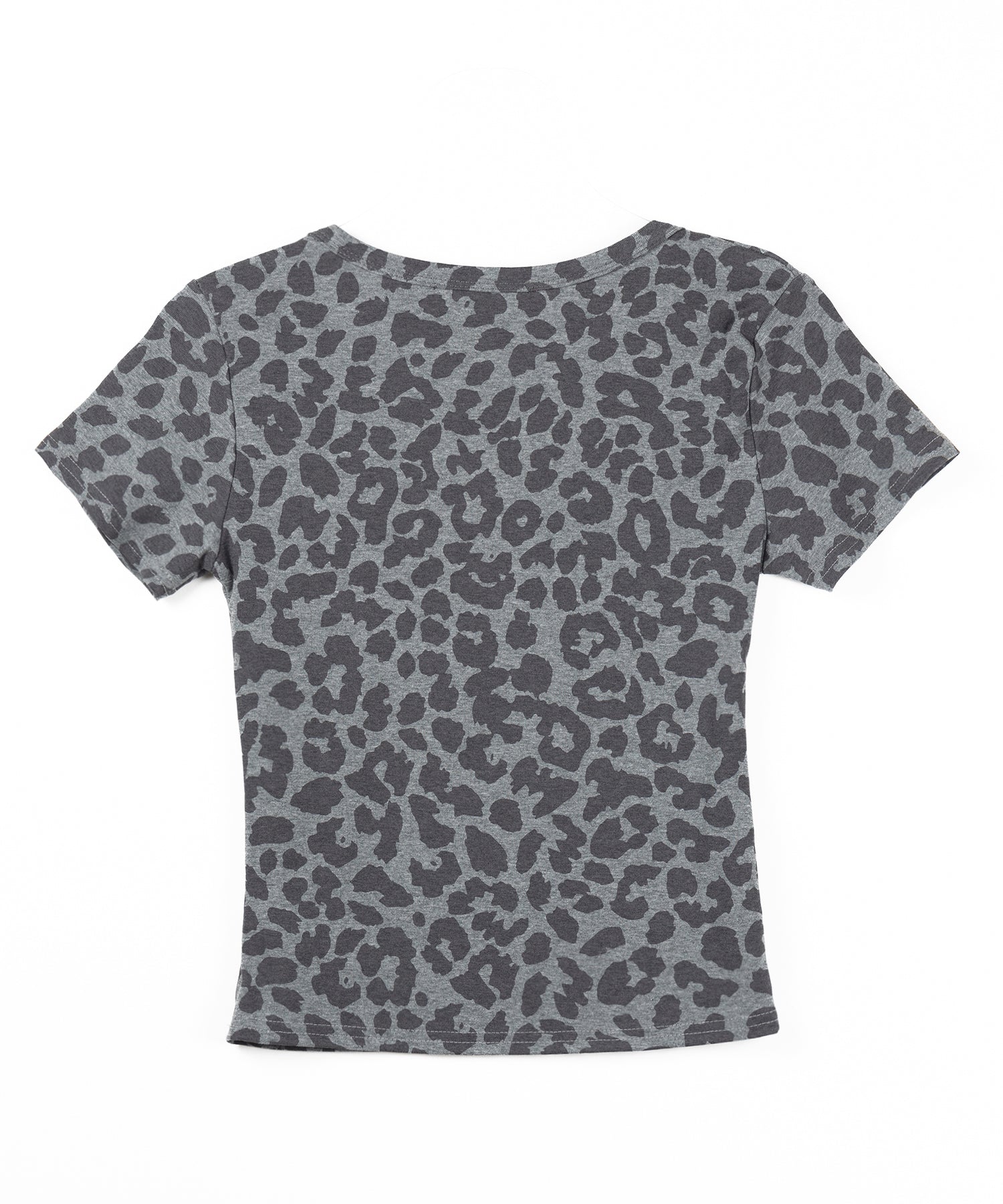 グレーレオパードスクエアネックスリムTシャツ ／ gray reopard square neck slim T-shits